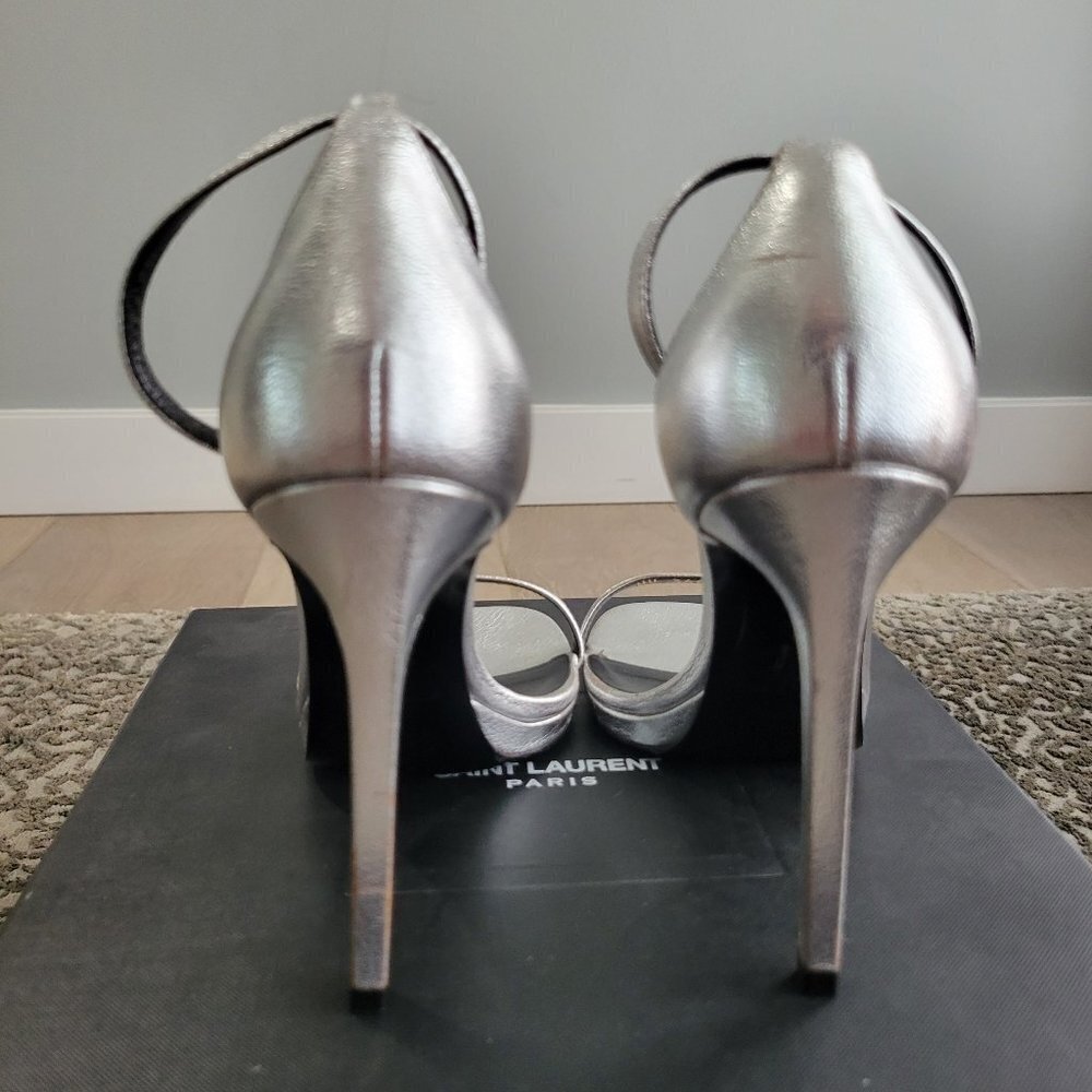 Saint Laurent Argento Silver Heels Size 36 - Picture 15 of 16